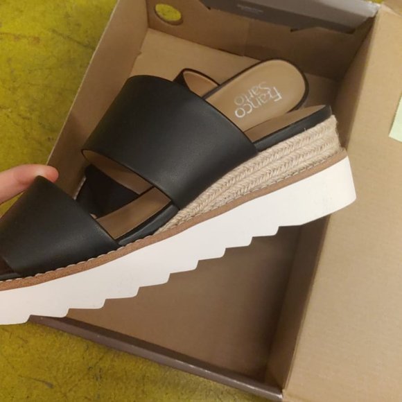 Franco Sarto Women's Black Slip-On Strap Sandals - Picture 8 of 9